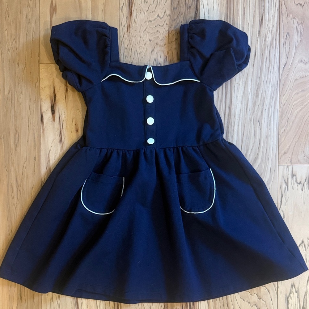 Janie & Jack Navy Blue Dress with White Accents